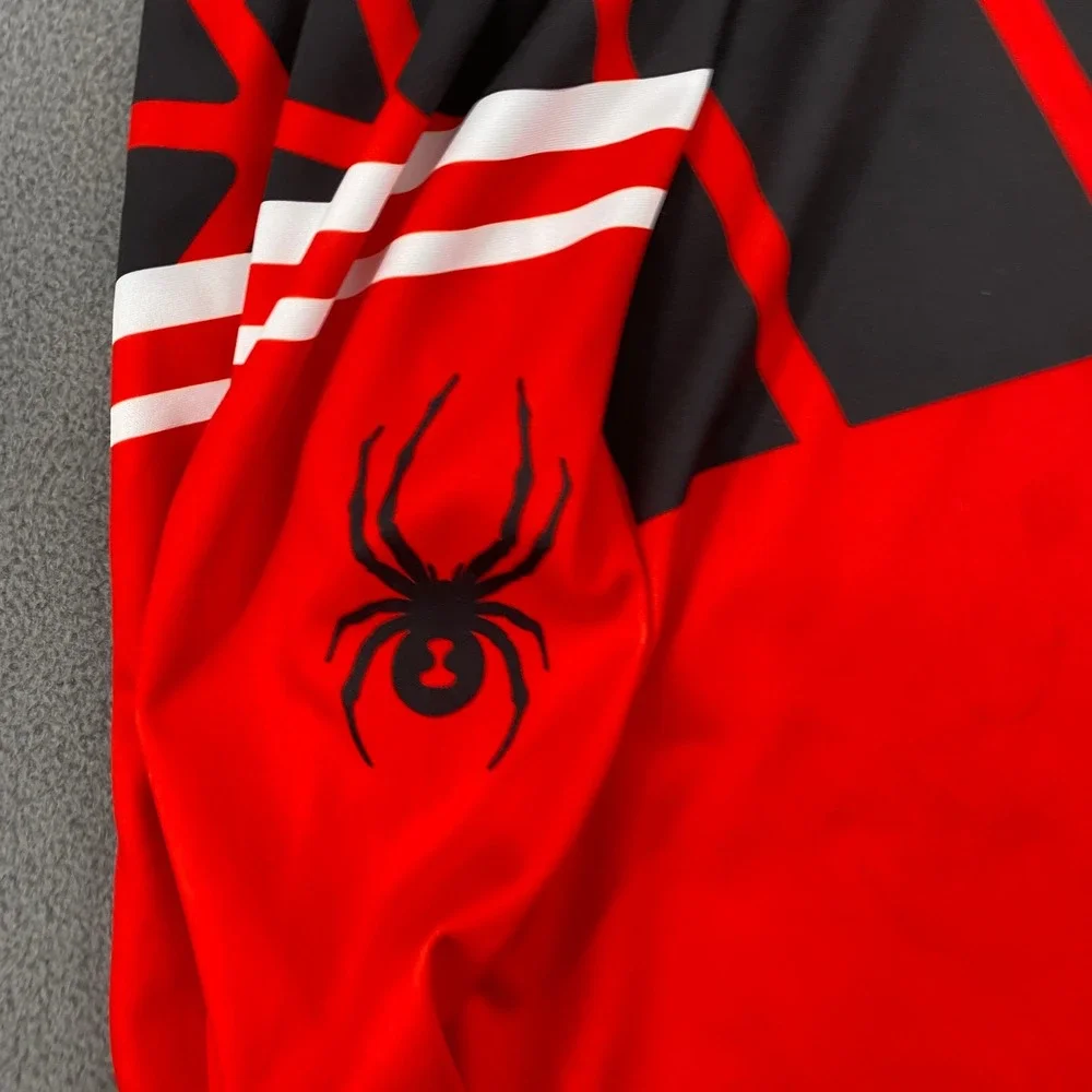 Spyder Boys Red Black Spider Web Quarter Zip Base Layer Top Style 196018 Size L